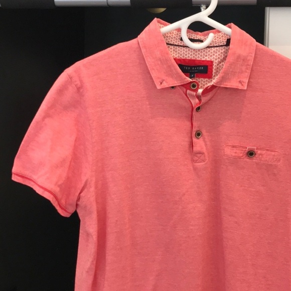 Ted Baker Pink “ish” / Red Polo Shirt Vibrant Design - Picture 2 of 9